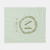 Personalized Olive Wreath Monogram  Fleece Deken (Voorkant (Horizontaal))