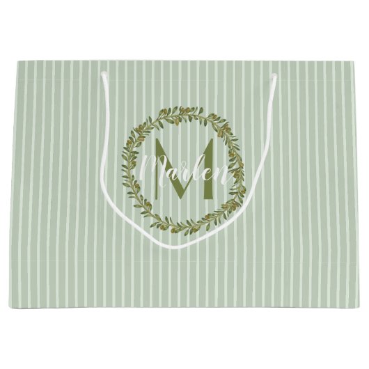 Personalized Olive Wreath Monogram  Groot Cadeauzakje (Voorkant)