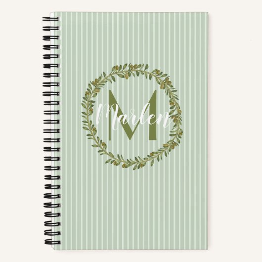 Personalized Olive Wreath Monogram  Notitieboek (Voorkant)