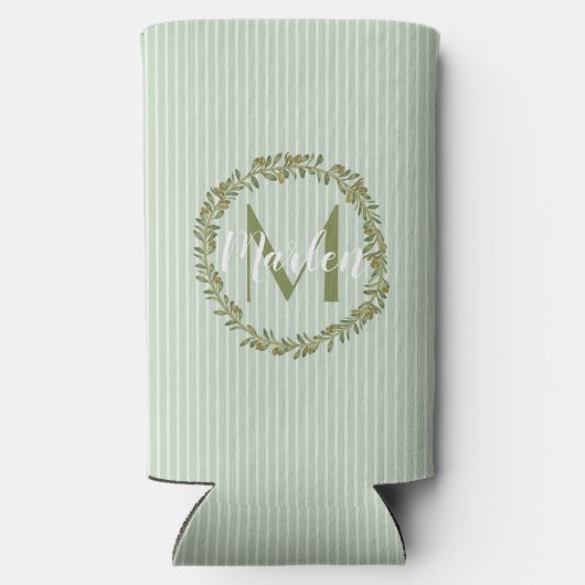 Personalized Olive Wreath Monogram Seltzer Blikjeskoeler (Achterkant)