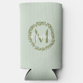 Personalized Olive Wreath Monogram  Seltzer Blikjeskoeler
