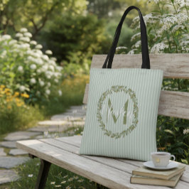 Personalized Olive Wreath Monogram Tote Bag