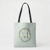 Personalized Olive Wreath Monogram Tote Bag (Voorkant)
