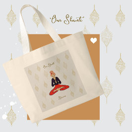Personalized Om Shanti Yoga Girl Grote Tote Bag