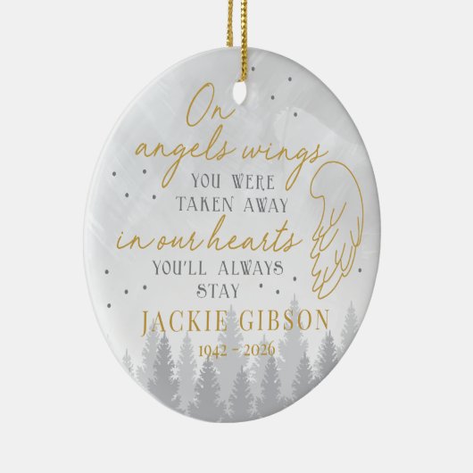 Personalized On Angels Wings Keramisch Ornament (Rechts)