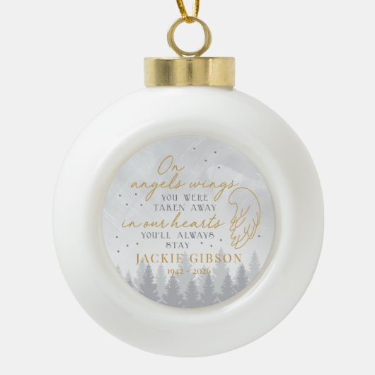 Personalized On Angels Wings Keramische Bal Ornament (Voorkant)