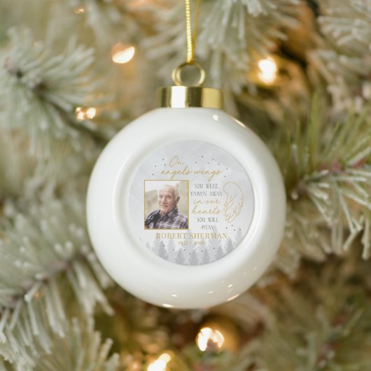 Personalized On Angels Wings Photo Ornament (Boom)