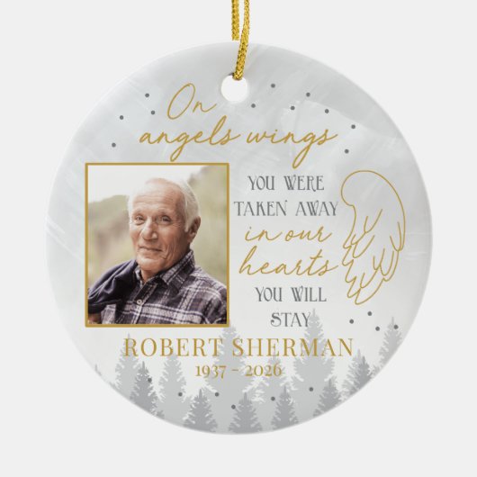 Personalized On Angels Wings Photo Ornament (Voorkant)