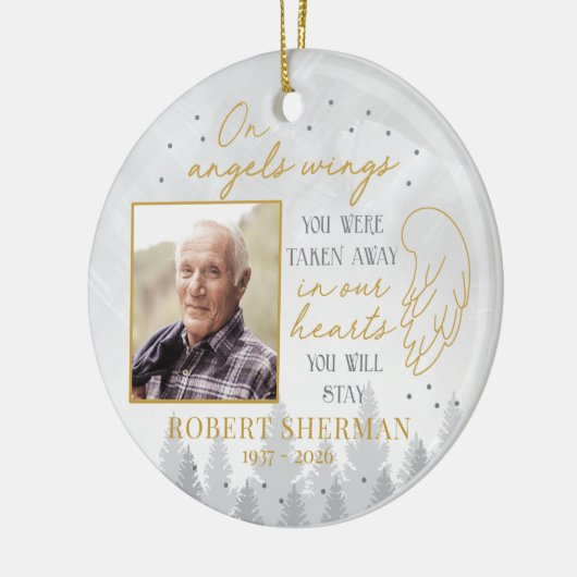 Personalized On Angels Wings Photo Ornament (Links)