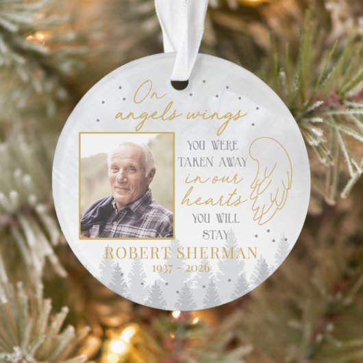 Personalized On Angels Wings Photo Ornament (Boom)