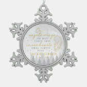 Personalized On Angels Wings Tin Sneeuwvlok Ornament (Voorkant)
