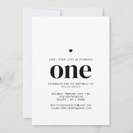 Personalized One Heart First Birthday Kaart