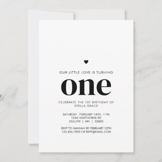 Personalized One Heart First Birthday Kaart (Voorkant)