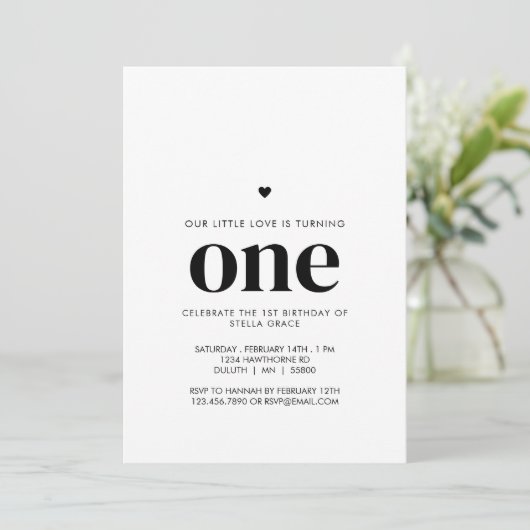 Personalized One Heart First Birthday Kaart (Staand voorkant)