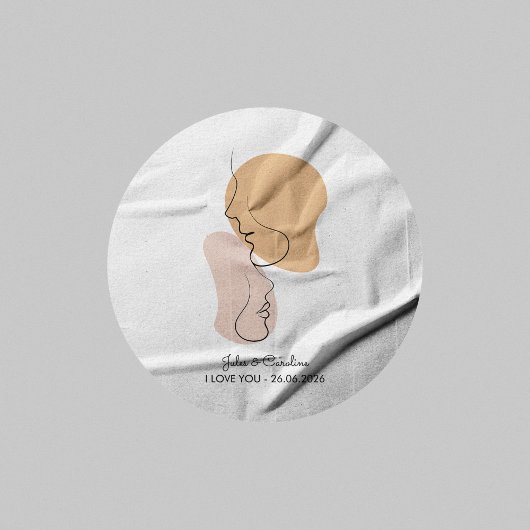 Personalized, One Line, Love, Boho, Arabic  Ronde Sticker