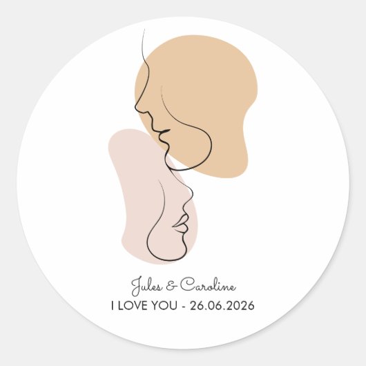 Personalized, One Line, Love, Boho, Arabic  Ronde Sticker (Voorkant)