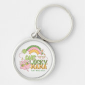 Personalized One Lucky Mama Groovy Rainbow Sleutelhanger (Voorkant)