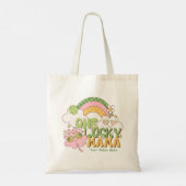Personalized One Lucky Mama Groovy Rainbow Tote Bag (Achterkant)