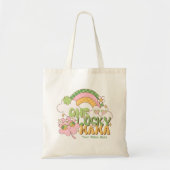 Personalized One Lucky Mama Groovy Rainbow Tote Bag (Voorkant)