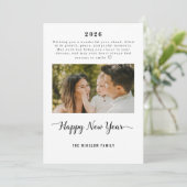 Personalized One-Photo New Year Card 2026 Feestdagenkaart (Staand voorkant)
