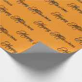 Personalized Orange and Black Happy Halloween Cadeaupapier (Hoek)
