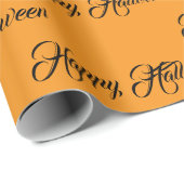 Personalized Orange and Black Happy Halloween Cadeaupapier (Rol Hoek)