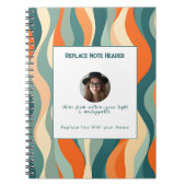 Personalized Orange and Teal Wave Patterned Notitieboek (Voorkant)