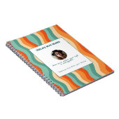 Personalized Orange and Teal Wave Patterned  Notitieboek (Rechterzijde)