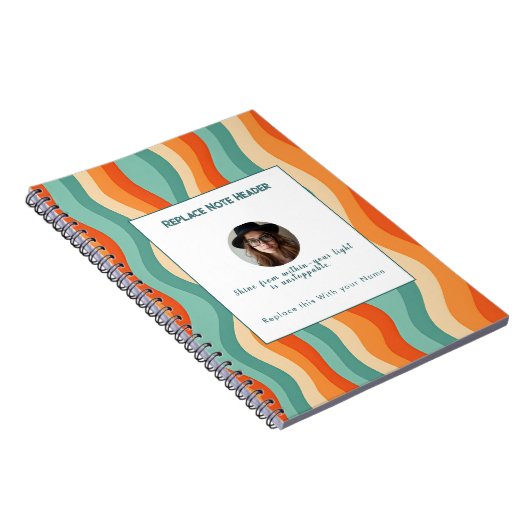 Personalized Orange and Teal Wave Patterned  Notitieboek (Rechterzijde)