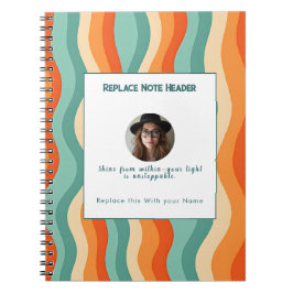 Personalized Orange and Teal Wave Patterned  Notitieboek