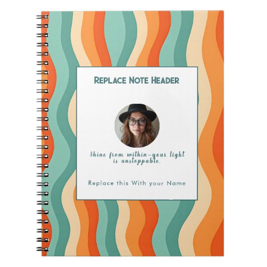 Personalized Orange and Teal Wave Patterned  Notitieboek (Voorkant)