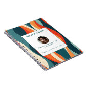 Personalized Orange and Teal Wave Patterned  Notitieboek (Rechterzijde)