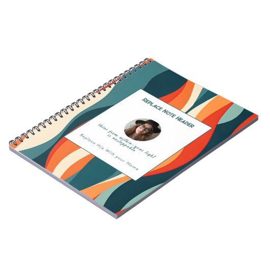Personalized Orange and Teal Wave Patterned  Notitieboek (Linkerzijde)