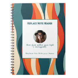 Personalized Orange and Teal Wave Patterned  Notitieboek