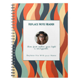 Personalized Orange and Teal Wave Patterned  Notitieboek