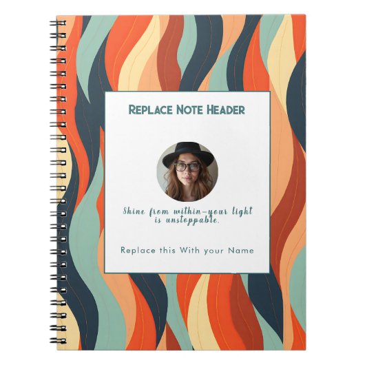 Personalized Orange and Teal Wave Patterned  Notitieboek (Voorkant)
