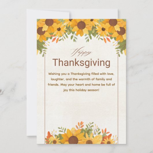 Personalized Orange Beige Floral Thanksgiving Feestdagenkaart (Voorkant)