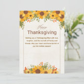 Personalized Orange Beige Floral Thanksgiving Feestdagenkaart (Staand voorkant)