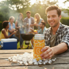 Personalized Orange Citrus Monogram Can Cooler