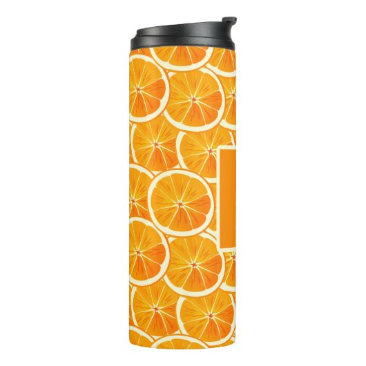 Personalized Orange Citrus Monogram Thermosbeker (Gedraaid links)