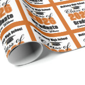 Personalized Orange Class of 2026 Graduation Cadeaupapier (Rol Hoek)