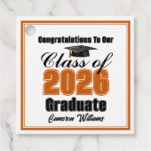 Personalized Orange Class of 2026 Graduation Party Bedankjes Labels (Voorkant)