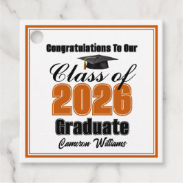 Personalized Orange Class of 2026 Graduation Party Bedankjes Labels