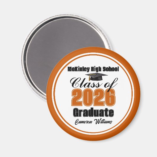 Personalized Orange Class of 2026 Graduation Party Magneet (Voorkant / Achterkant)