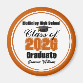 Personalized Orange Class of 2026 Graduation Party Magneet (Voorkant)