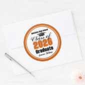 Personalized Orange Class of 2026 Graduation Party Ronde Sticker (Envelop)