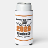 Personalized Orange Class of 2026 Graduation Party Seltzer Blikjeskoeler (Seltzer Achterkant)