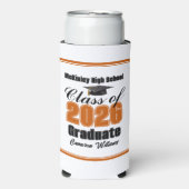 Personalized Orange Class of 2026 Graduation Party Seltzer Blikjeskoeler (Seltzer Voorkant)