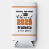 Personalized Orange Class of 2026 Graduation Party Seltzer Blikjeskoeler (Voorkant)