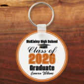 Personalized Orange Class of 2026 Graduation Party Sleutelhanger (Voorkant)